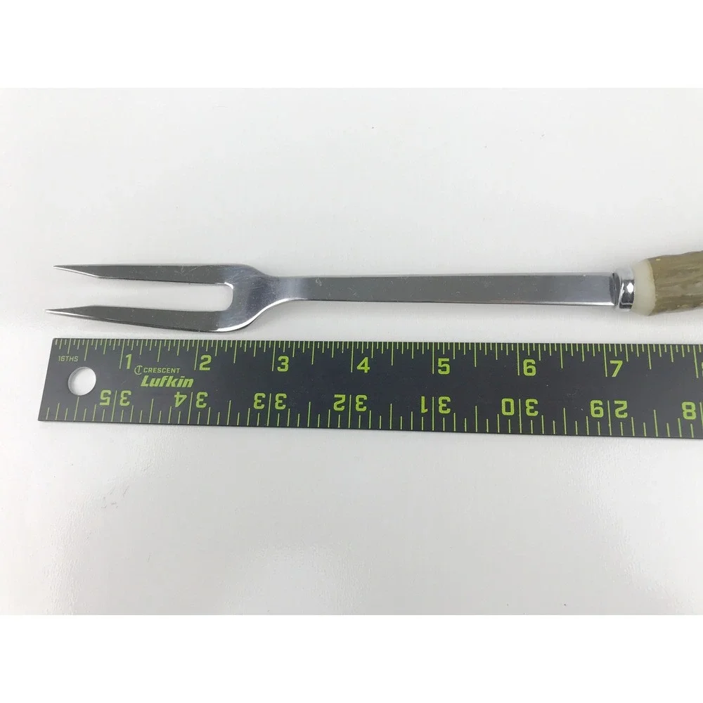 Vintage Carving Fork Stainless Steel Faux Stag Antler‎ Handle Serving Utensil